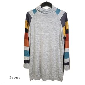 🍄2/$15 Striped Multicolor Tunic Turtleneck Sweater Plus